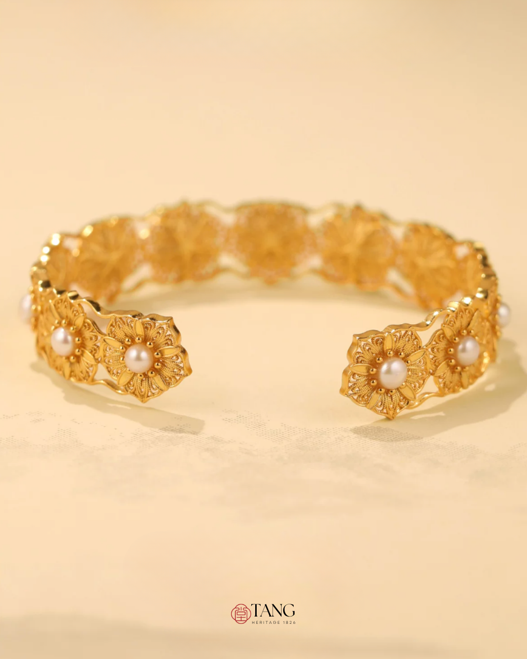 Gold Vermeil Filigree Blossom Cuff