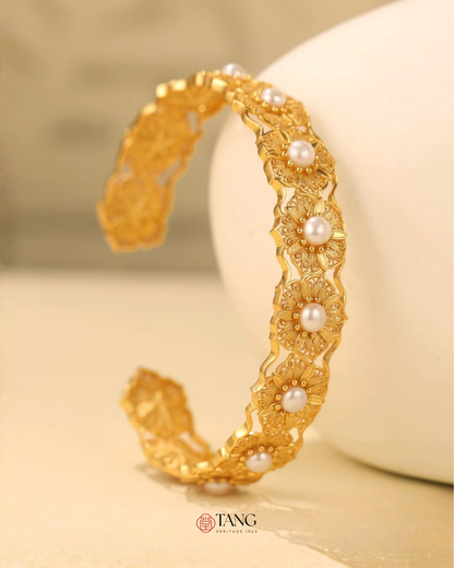 Gold Vermeil Filigree Blossom Cuff