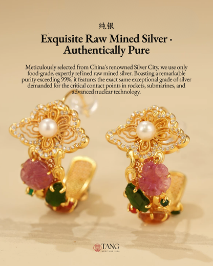 Gold Vermeil Floral Cluster Pearl Earrings