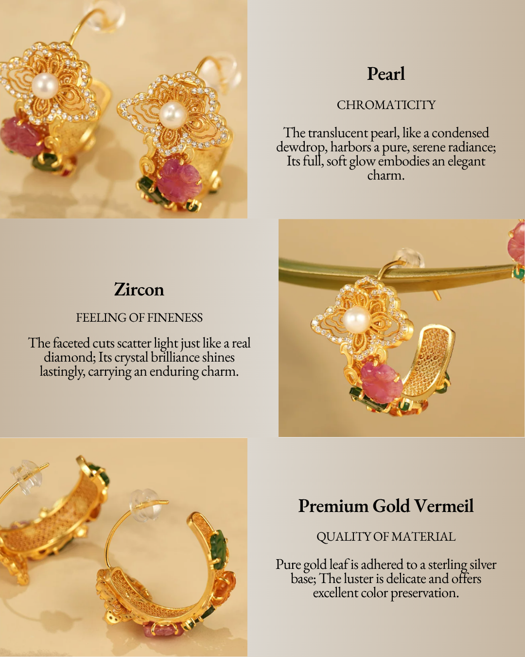 Gold Vermeil Floral Cluster Pearl Earrings