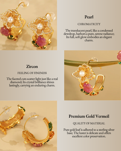 Gold Vermeil Floral Cluster Pearl Earrings
