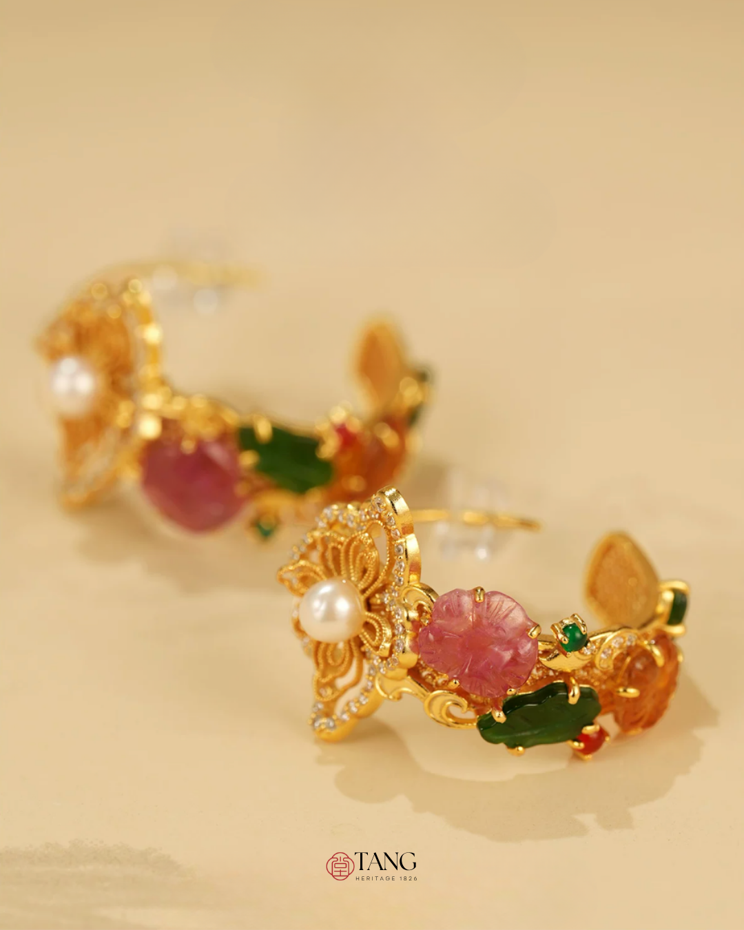 Gold Vermeil Floral Cluster Pearl Earrings