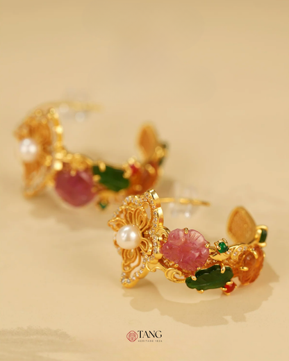 Gold Vermeil Floral Cluster Pearl Earrings
