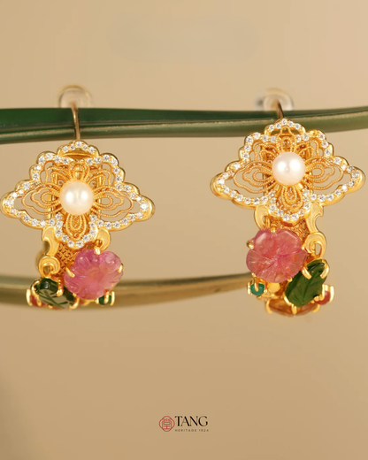 Gold Vermeil Floral Cluster Pearl Earrings