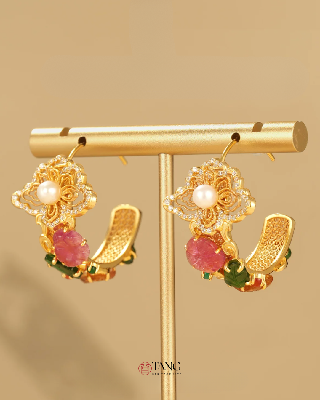 Gold Vermeil Floral Cluster Pearl Earrings