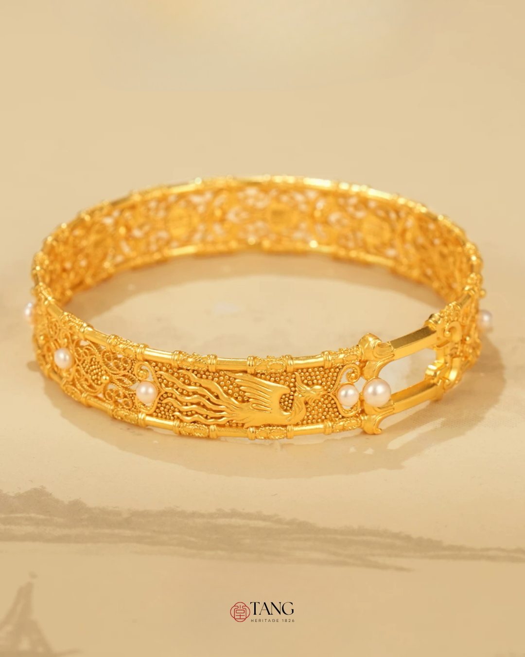 Gold Vermeil Fortune Phoenix Bangle