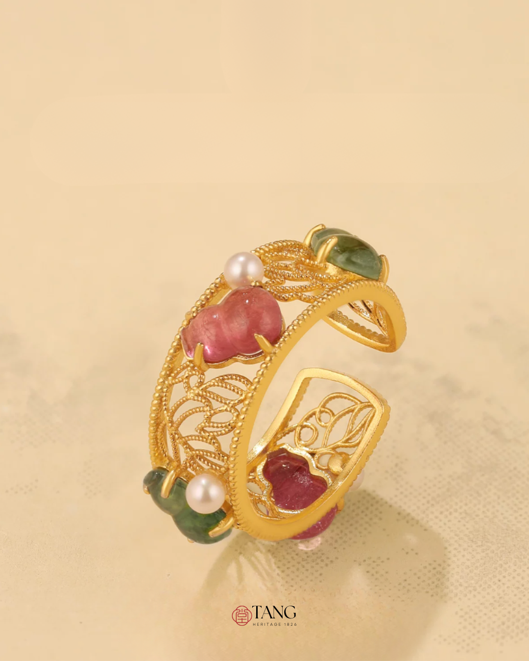 Gold Vermeil Gourd Pearl Ring