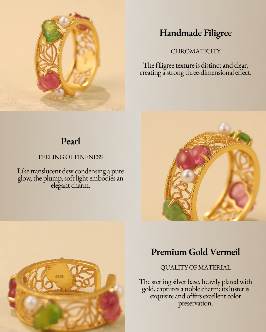 Gold Vermeil Gourd Pearl Ring