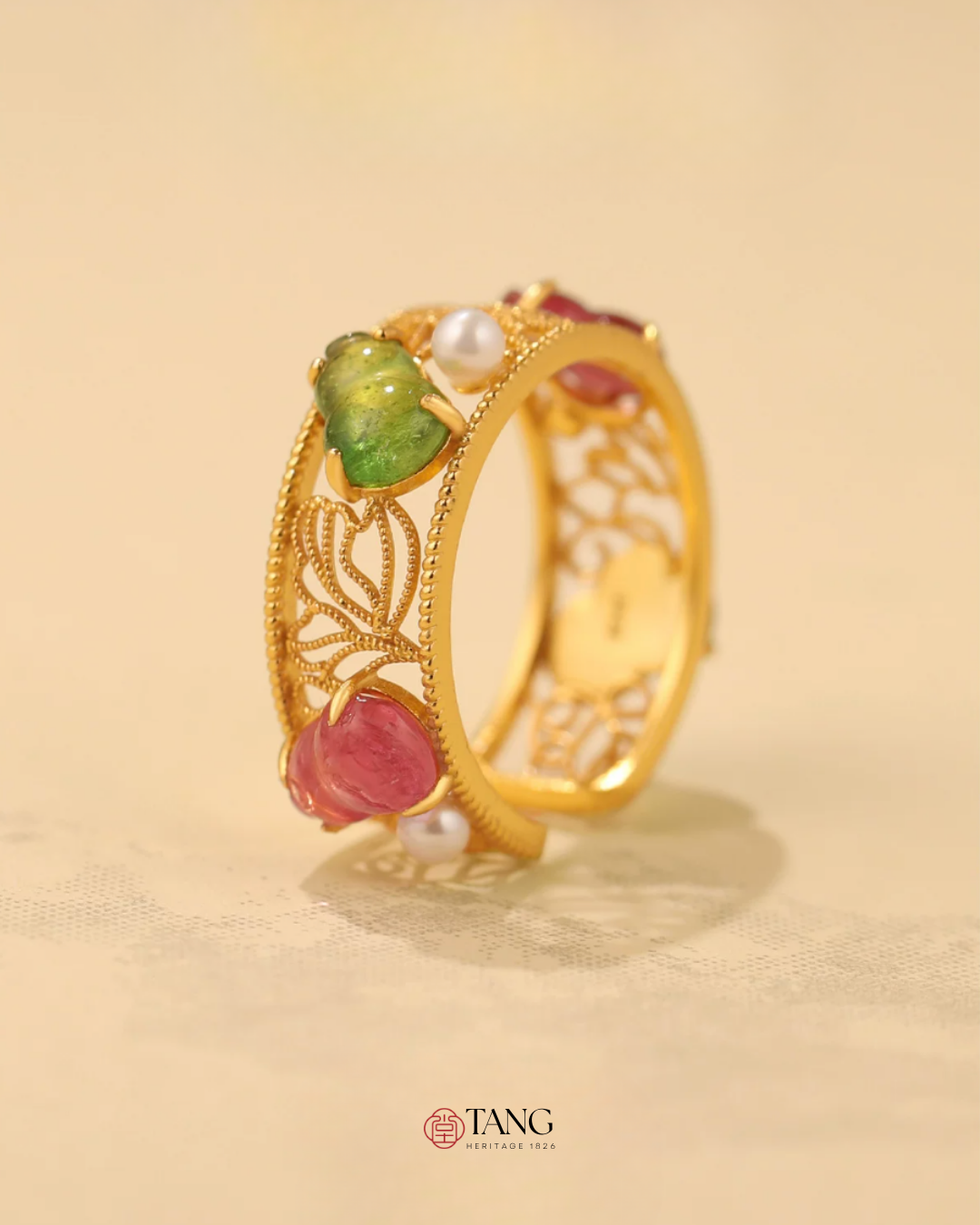 Gold Vermeil Gourd Pearl Ring