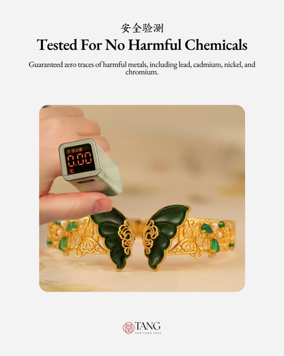 Gold Vermeil Jadeite Butterfly Bangle