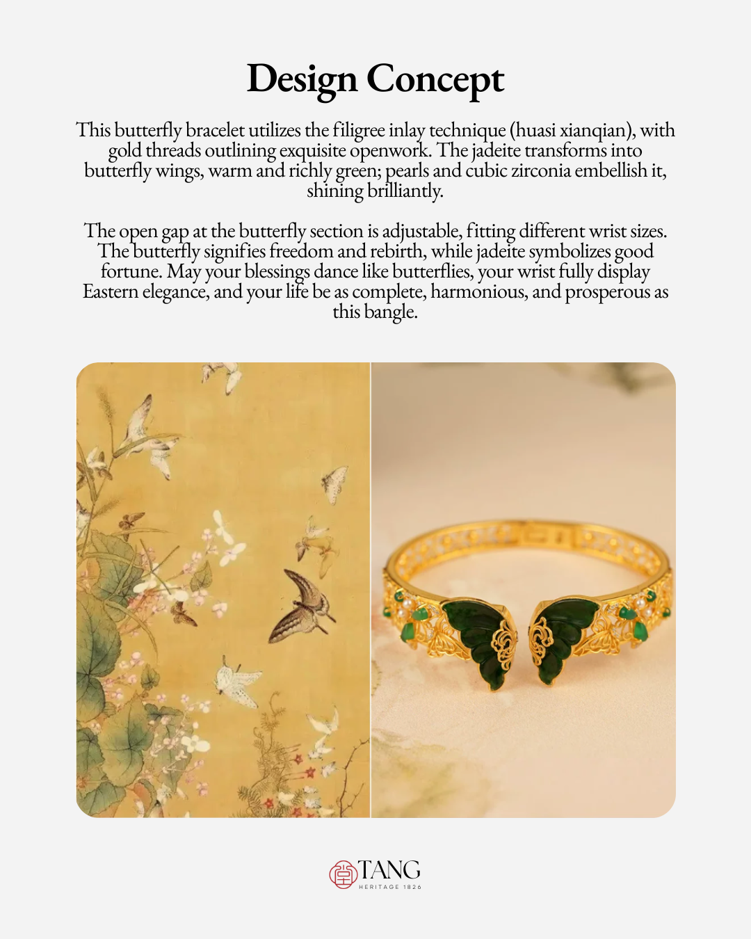 Gold Vermeil Jadeite Butterfly Bangle