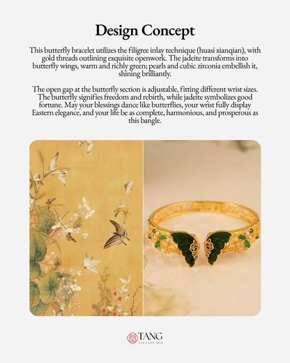 Gold Vermeil Jadeite Butterfly Bangle