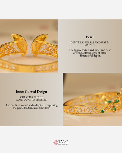 Gold Vermeil Jadeite Butterfly Bangle