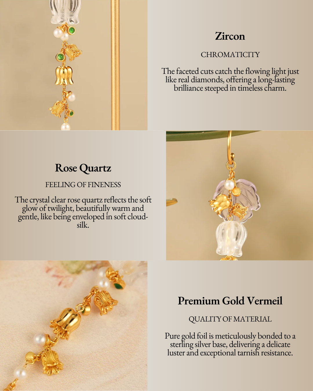 Gold Vermeil Lily of the Valley Bell Drop Earrings