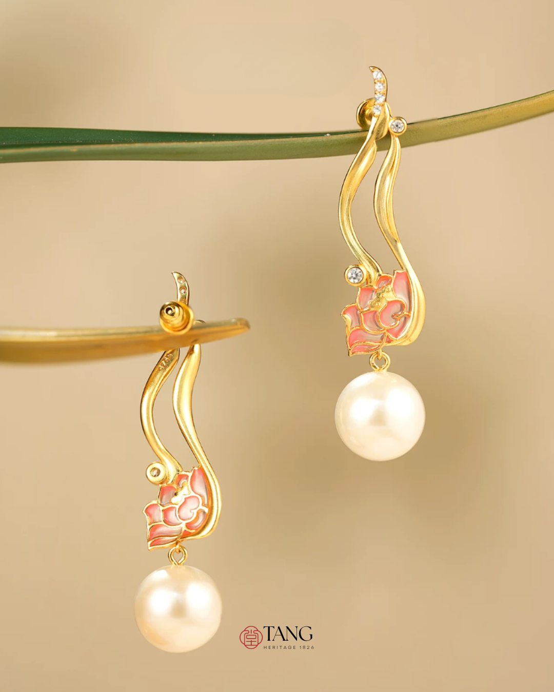 Gold Vermeil Lotus Pearl Drop Earrings