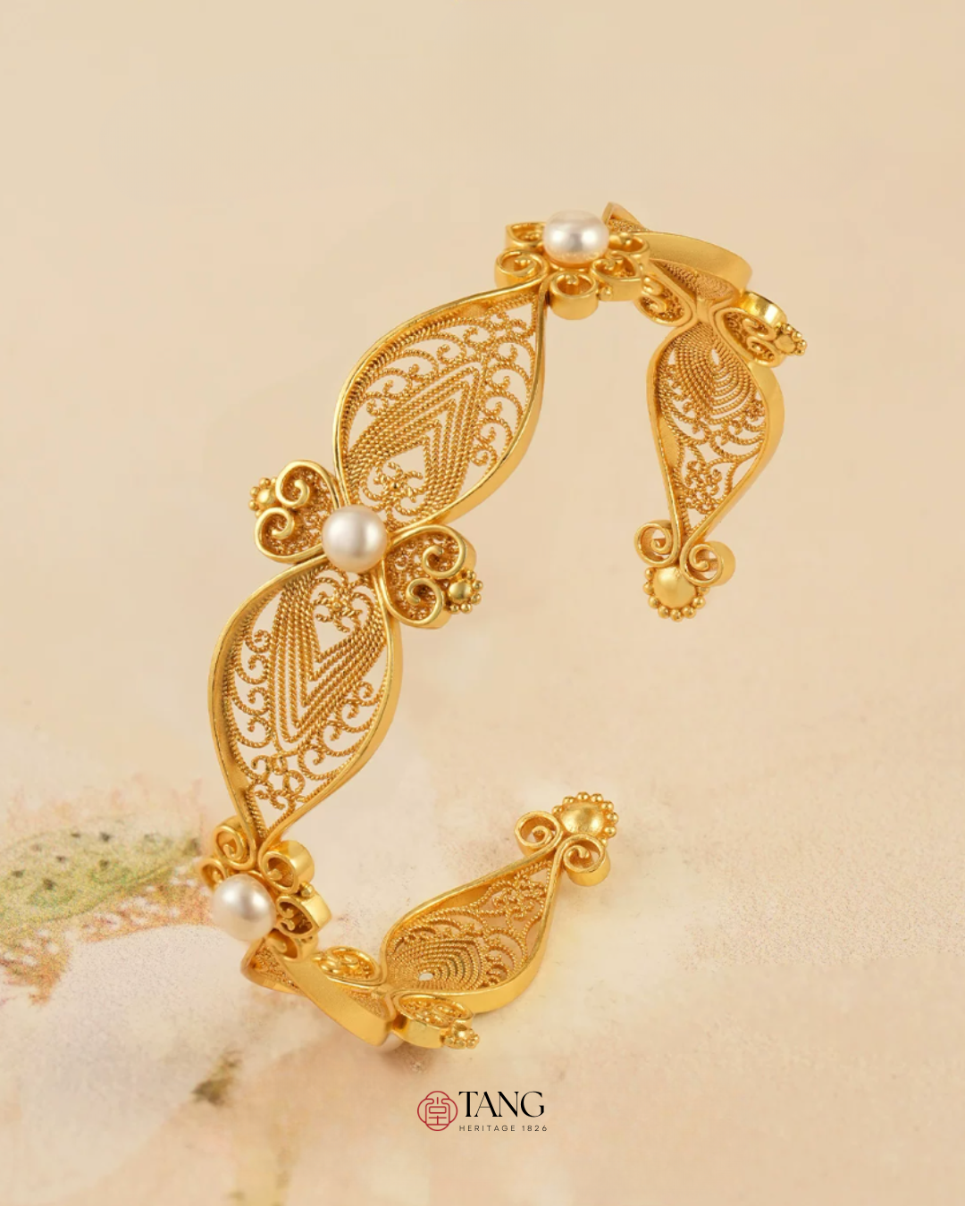 Gold Vermeil Pearl Whispers Cuff