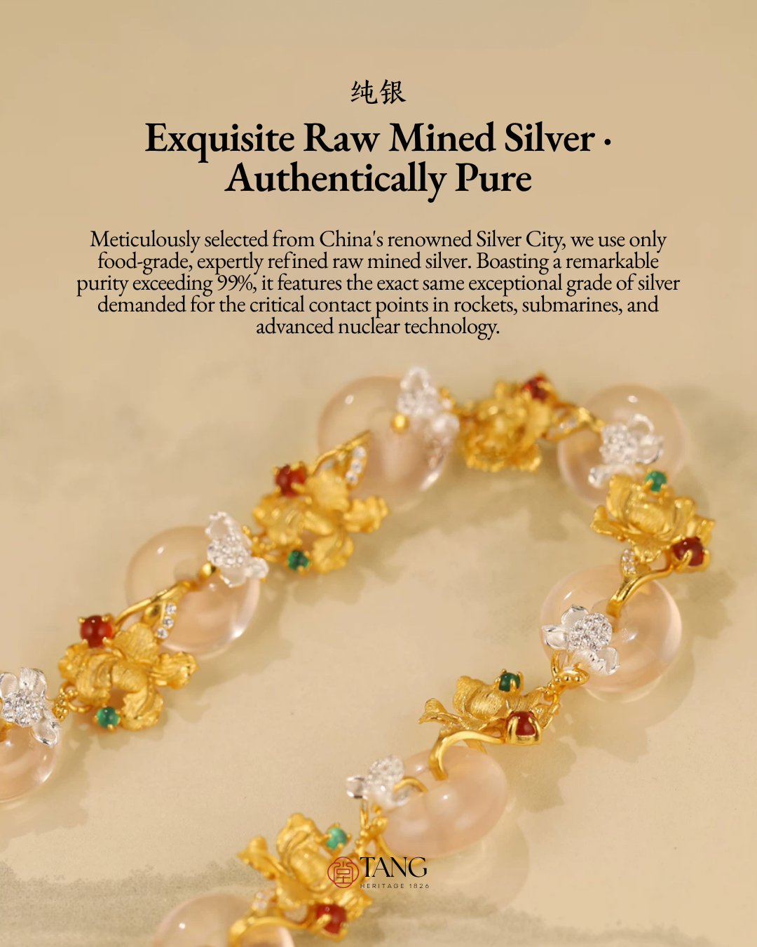 Gold Vermeil Peony Peace Bracelet