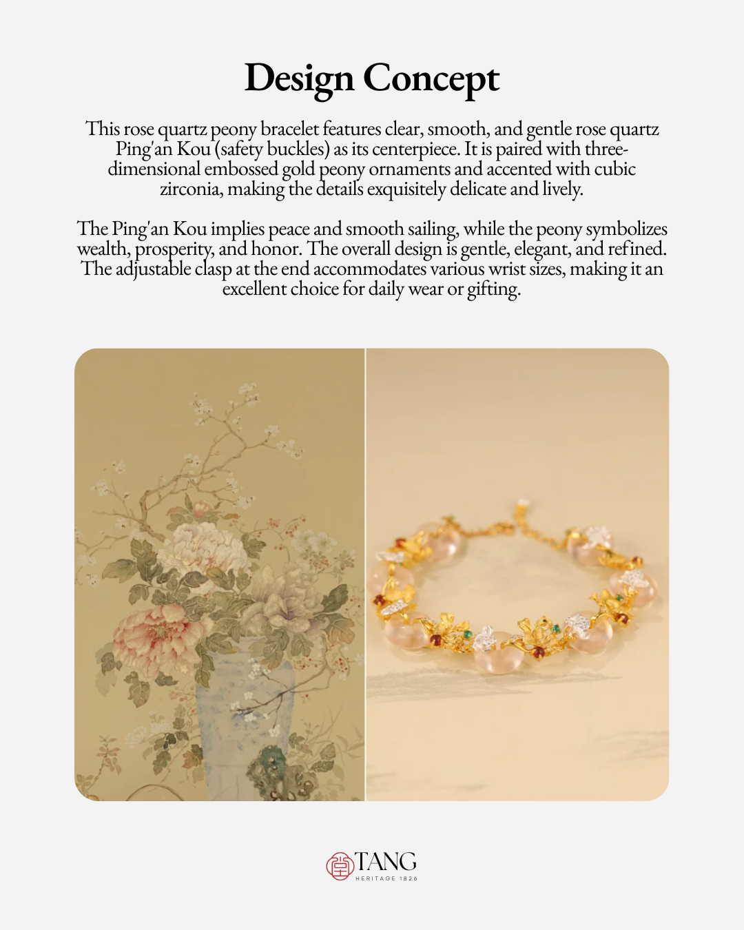 Gold Vermeil Peony Peace Bracelet