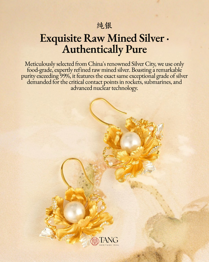 Gold Vermeil Peony Pearl Earrings