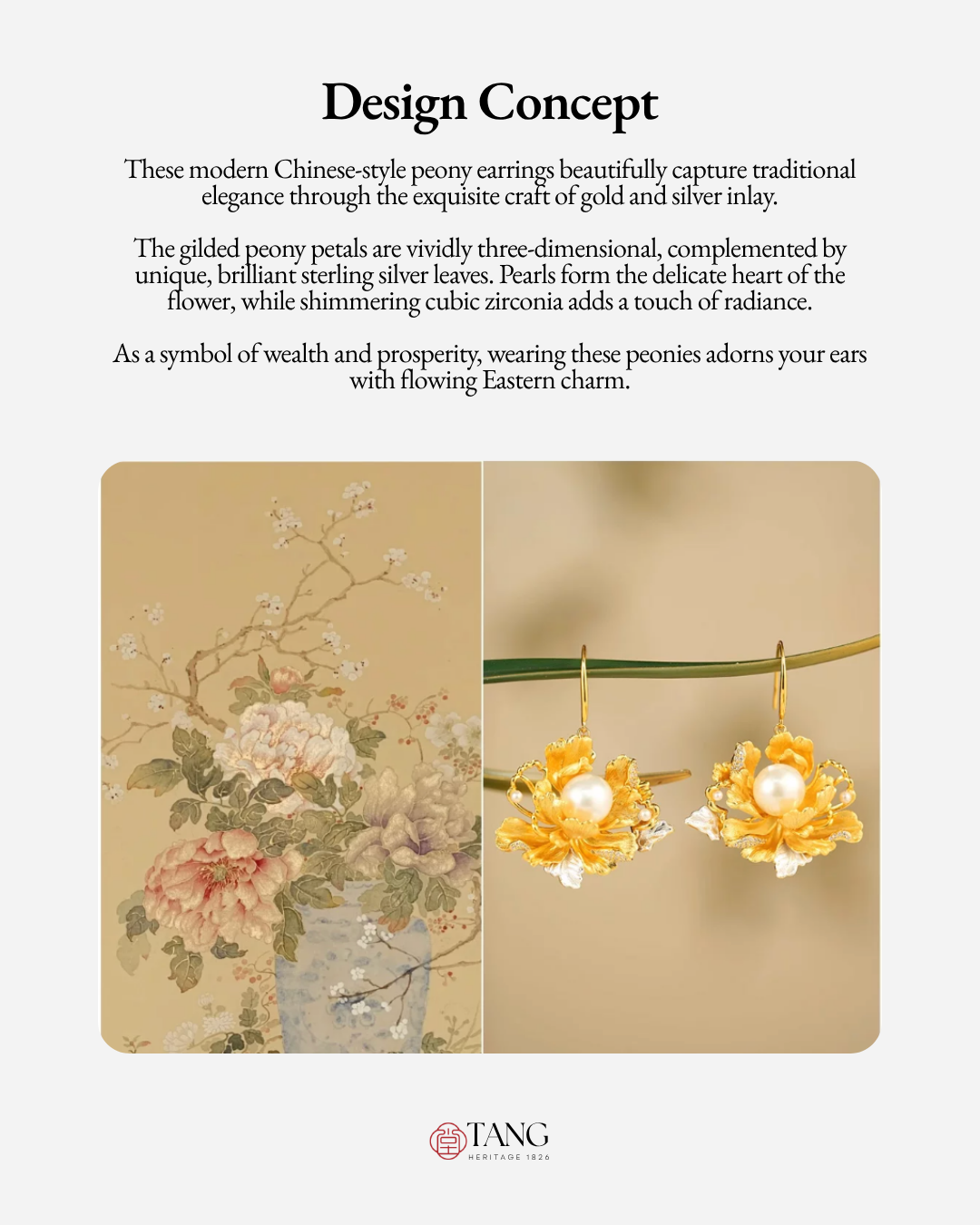 Gold Vermeil Peony Pearl Earrings