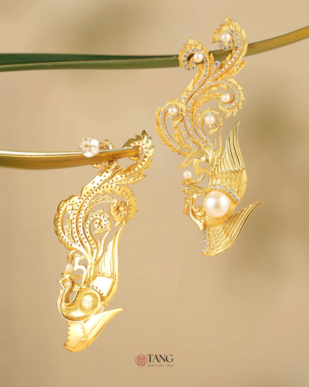 Gold Vermeil Phoenix in Flight Earrings