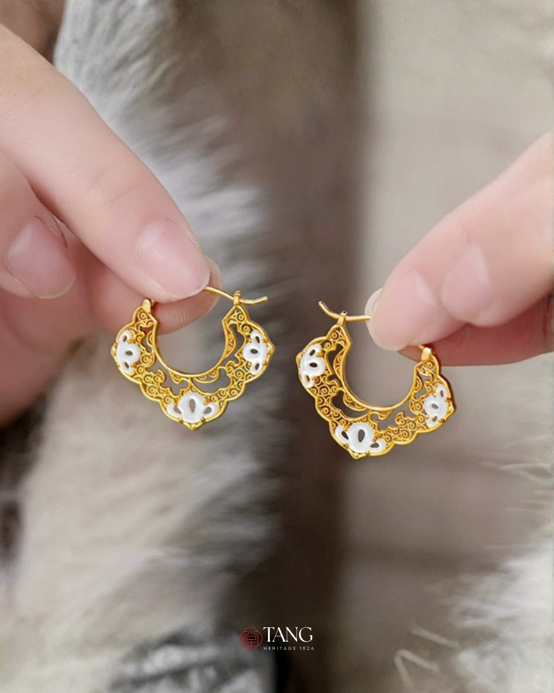 Gold Vermeil Ruyi Cloud Hoop Earrings