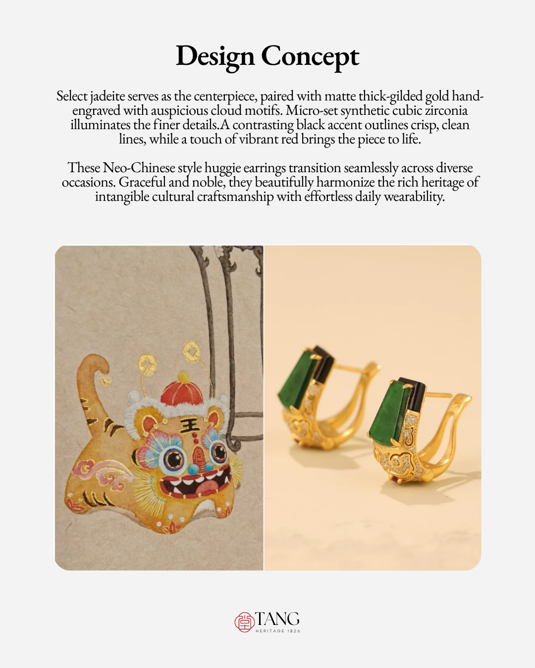 Gold Vermeil Tiger Head Jade Earrings