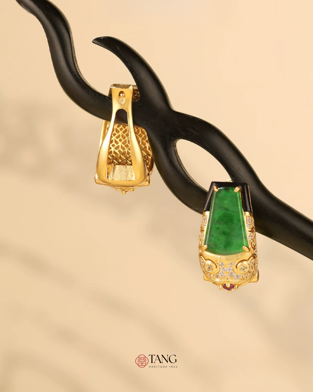 Gold Vermeil Tiger Head Jade Earrings