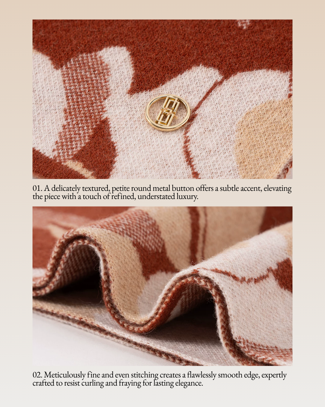 Golden Leaf Knit Wool Scarf