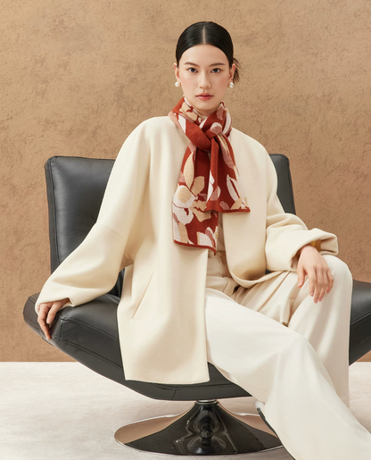Golden Leaf Knit Wool Scarf