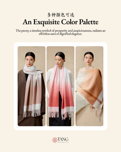 Gradient Dream Check Wool Scarf / Shawl