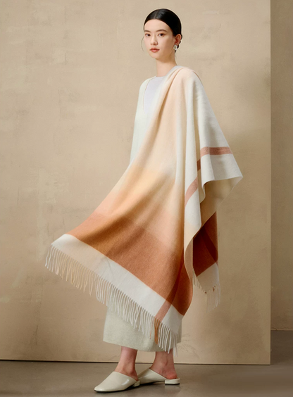 Gradient Dream Check Wool Scarf / Shawl