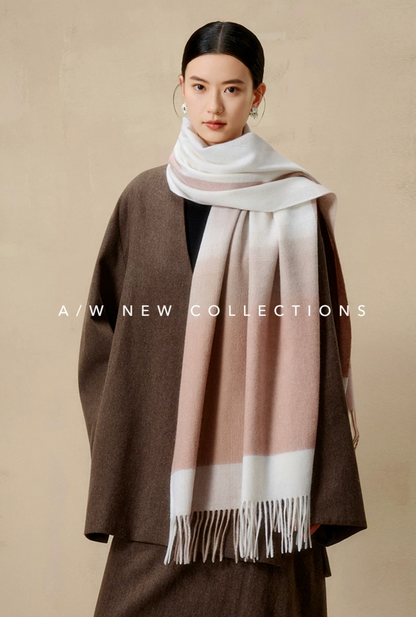 Gradient Dream Check Wool Scarf / Shawl