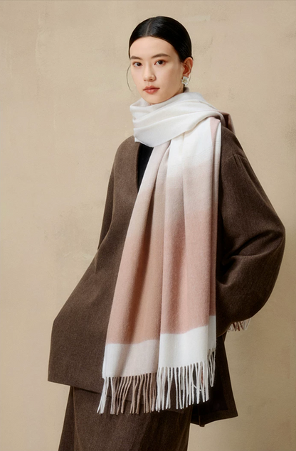 Gradient Dream Check Wool Scarf / Shawl