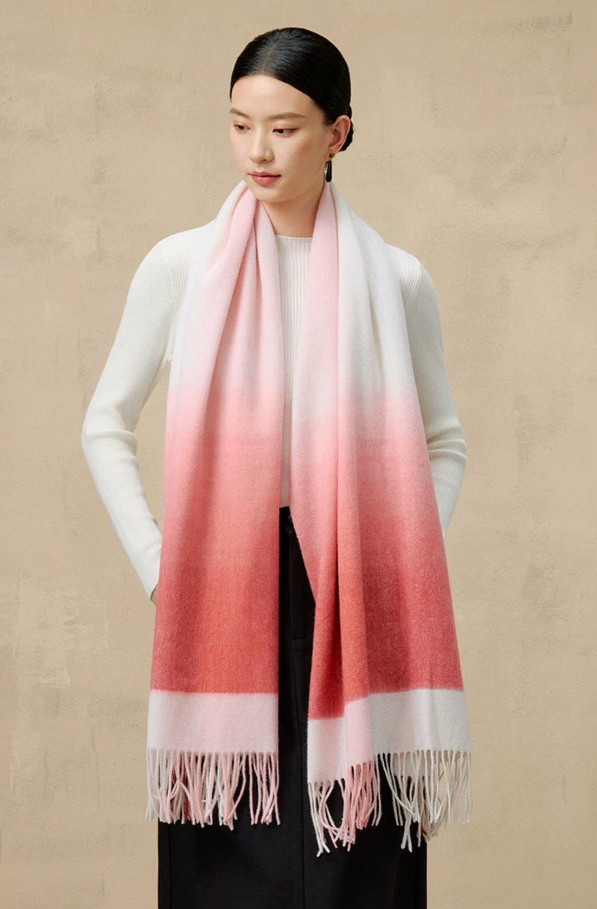Gradient Dream Check Wool Scarf / Shawl