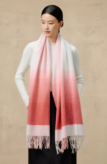 Gradient Dream Check Wool Scarf / Shawl