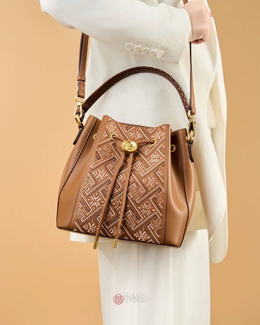 Tang Red 22 Embroidered Meiju Zhuang Brocade Backpack