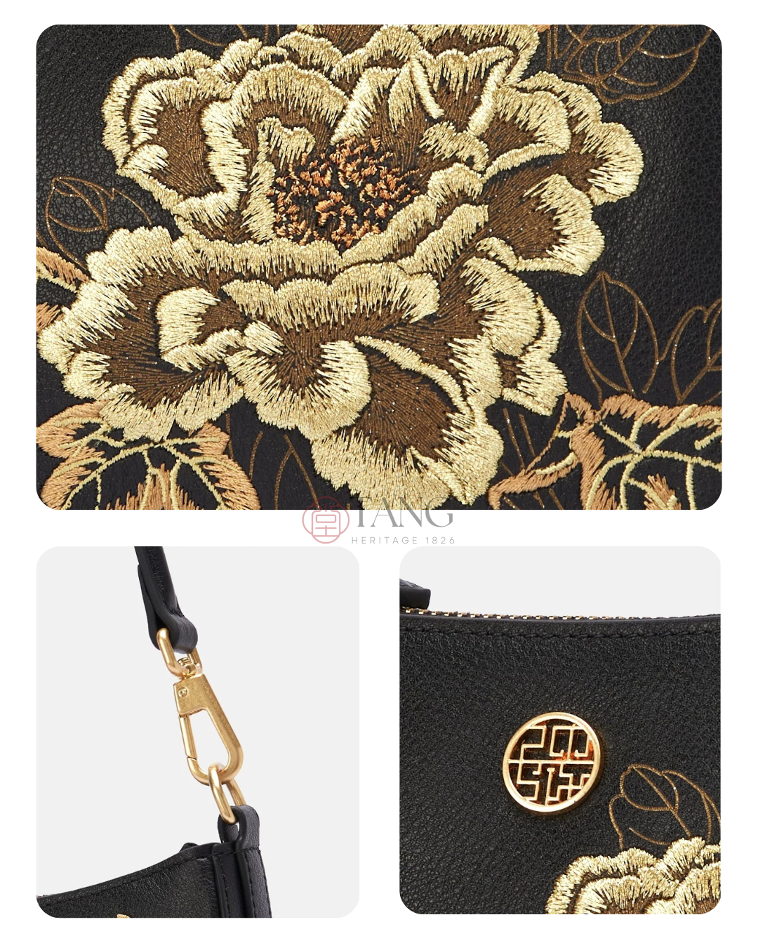 Tang Red 25 Embroidered Queen Peony Tote