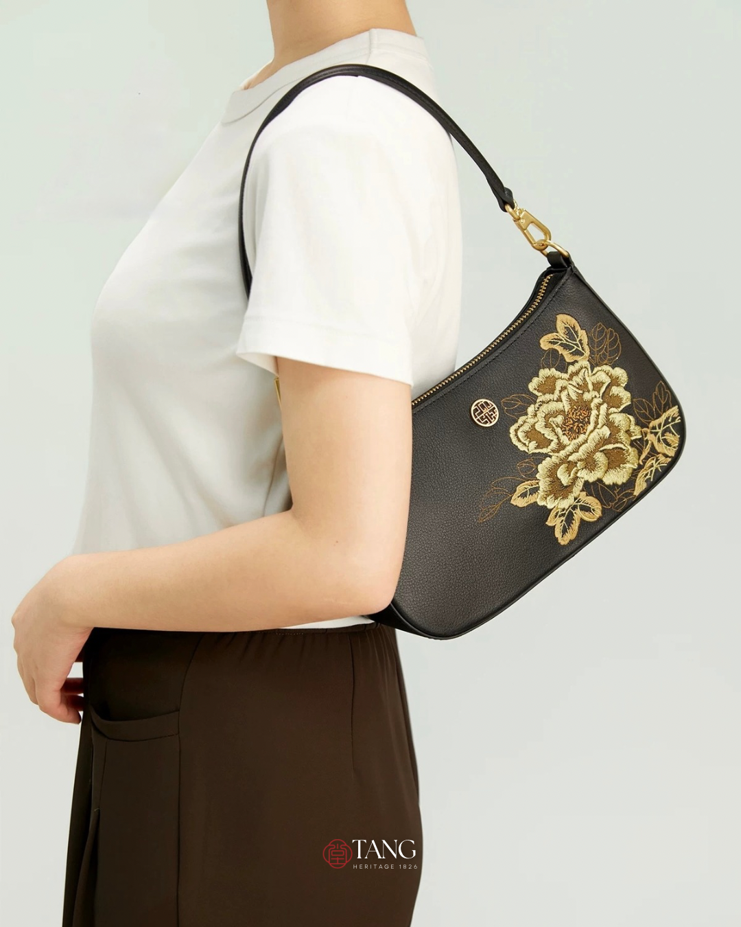 Tang Red 25 Embroidered Queen Peony Tote