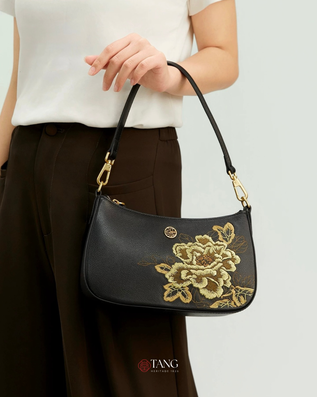 Tang Red 25 Embroidered Queen Peony Tote