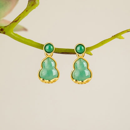 Mountain Mist African Jade Lucky Gourd Earrings