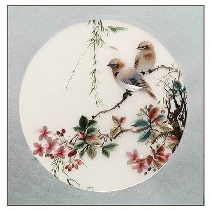 Su Embroidery Framed Wall Painting Art | Sparrows Among Autumn Blossom