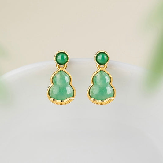 Mountain Mist African Jade Lucky Gourd Earrings
