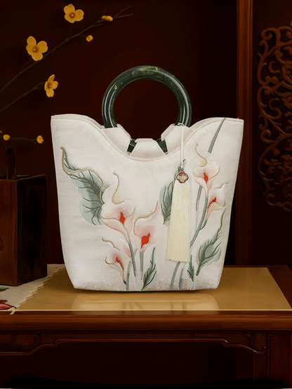 Tang Bloom Trumpet Lily Top-Handle Bag