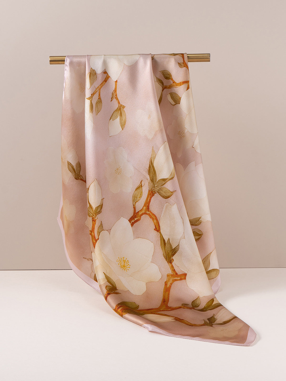 Ink-Washed Blossoms Double-Sided Printed Mulberry Silk Square Scarf