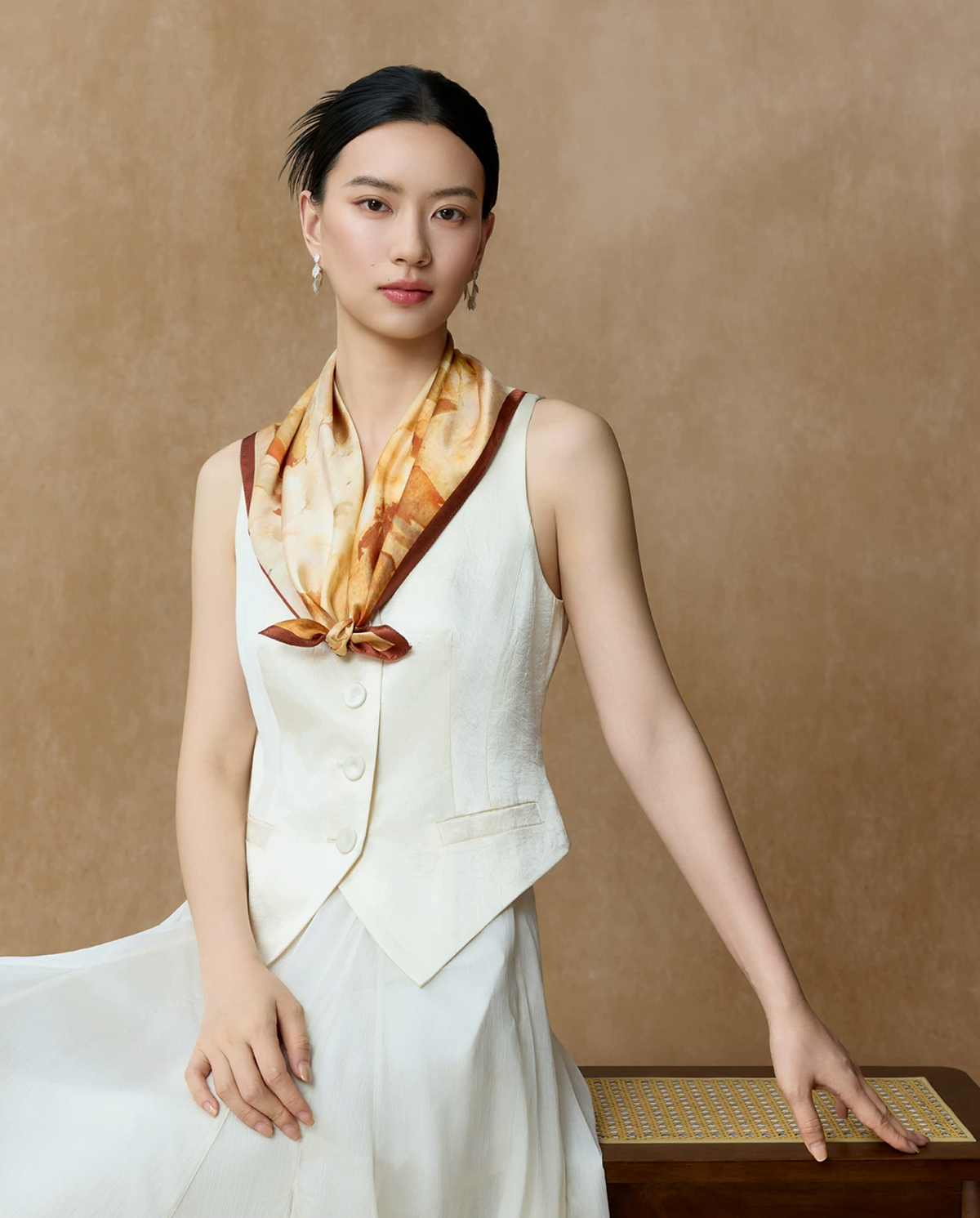 Ink-Washed Blossoms Double-Sided Printed Mulberry Silk Square Scarf