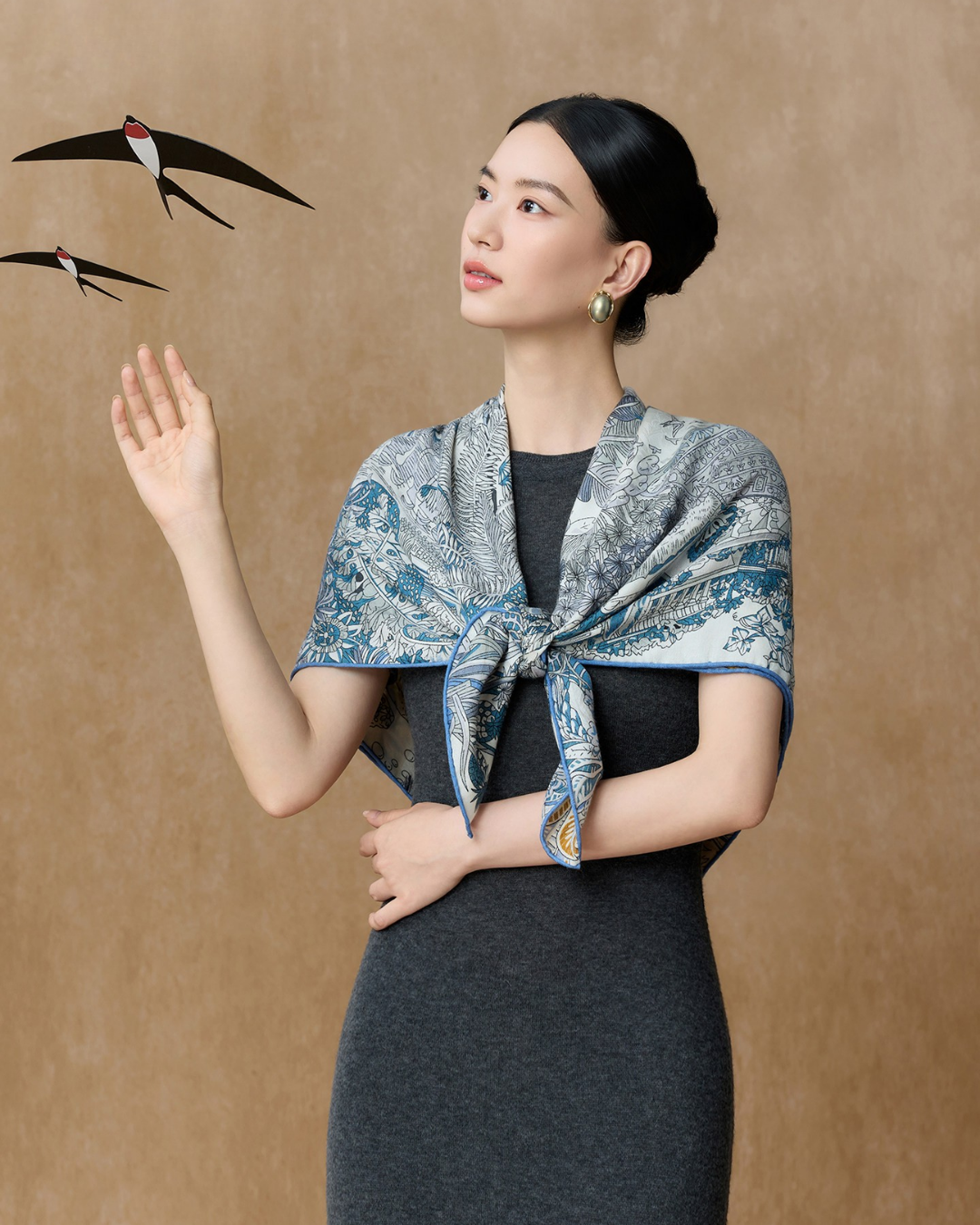 Island Grove Reversible Silk-Wool Jacquard Square Scarf