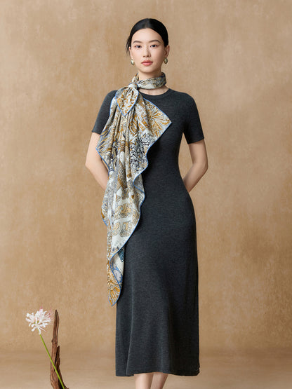 Island Grove Reversible Silk-Wool Jacquard Square Scarf