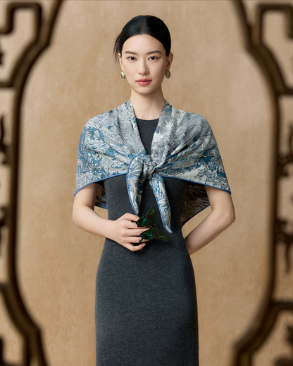 Island Grove Reversible Silk-Wool Jacquard Square Scarf