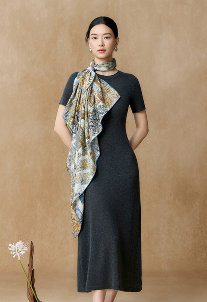 Island Grove Reversible Silk-Wool Jacquard Square Scarf